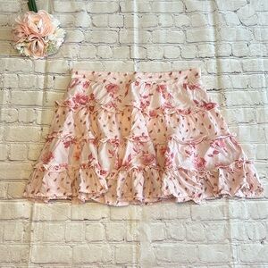 Altar’d State Pink Floral Mini Skirt